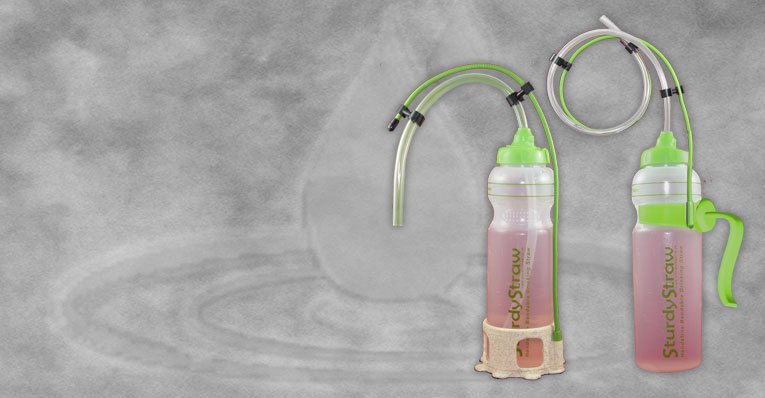 The new SturdyBottle with 650mm straw attaches to a variety of objects anti slip base that sticks without glue to smooth surfaces such as glass, plastic or painted wood Available with non-return valves The new SturdyBottle with 650mm straw attaches to a variety of objects anti slip base that sticks without glue to smooth surfaces such as glass, plastic or painted wood Available with non-return valves